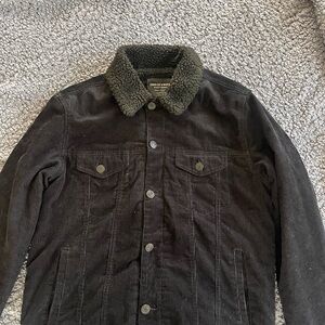 Urban Outfitters Black Corduroy Jacket with Fleece Collar